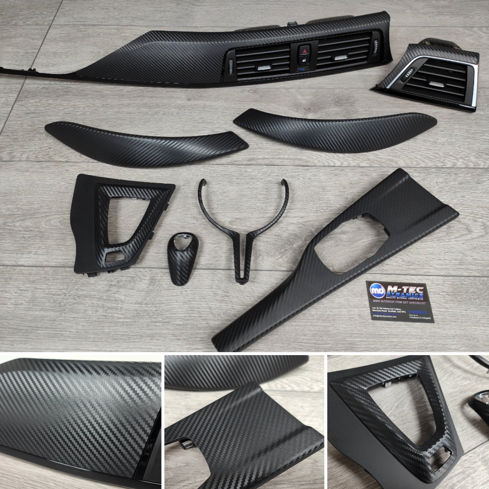 BMW F82 M4 DCT COUPE COMPLETE INTERIOR TRIM SET - 3D CARBON GEAR SHIFTER, GEAR SURROUND & STEERING WHEEL TRIM
